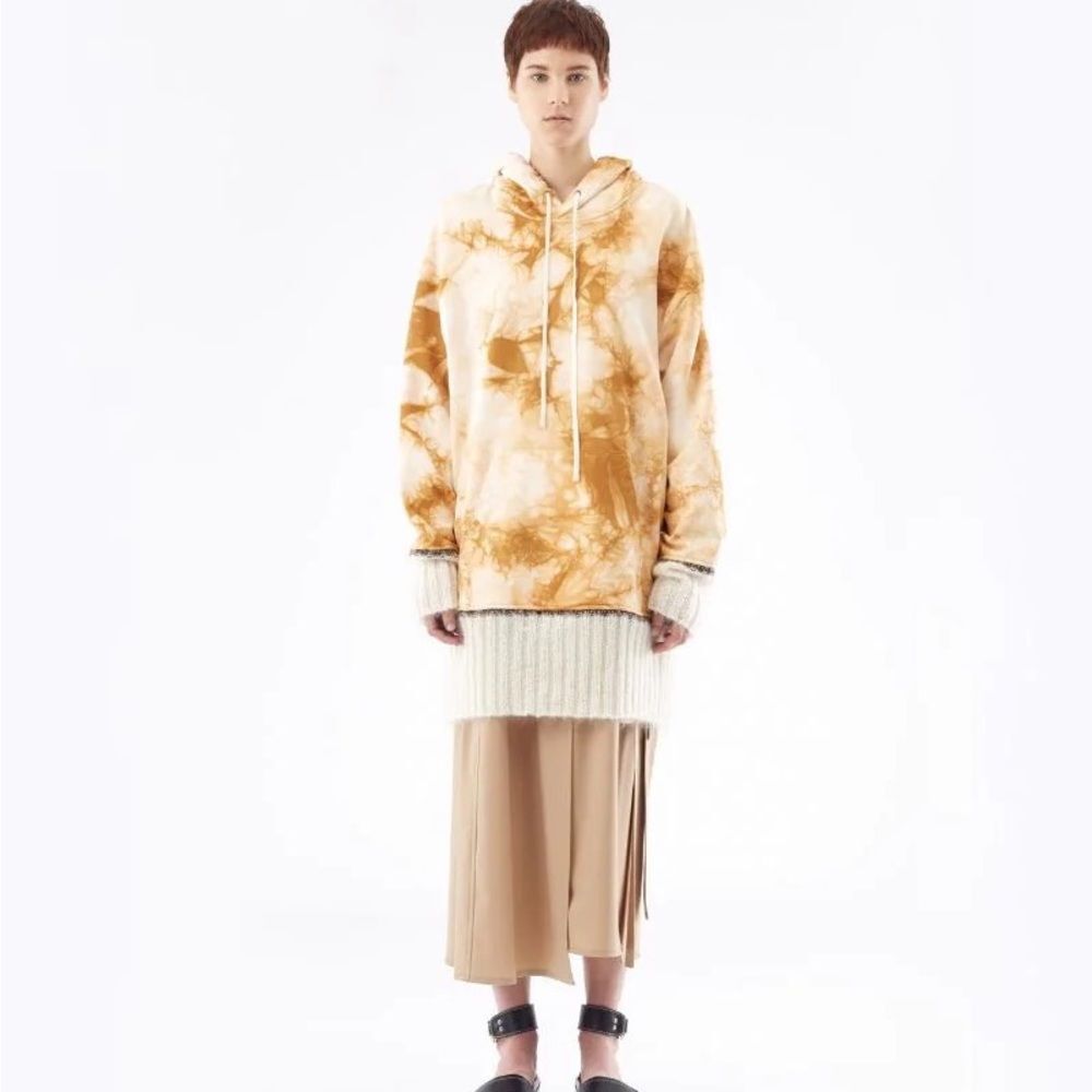 NEW 3.1 Phillip Lim Mohair Trim Tie Dye Hoodie Tunic Dress L